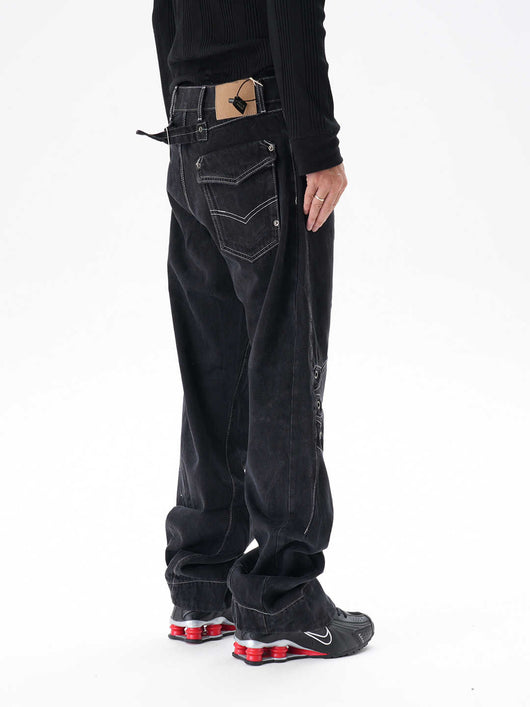 Jeans Sueltos Machete con Contraste de Color para Hombre - Image 4