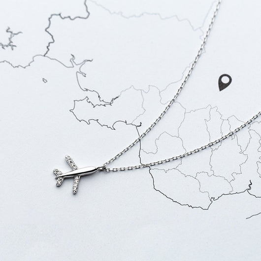 Collar de Plata S925 con Diamantes y Dije de Avión - Image 8