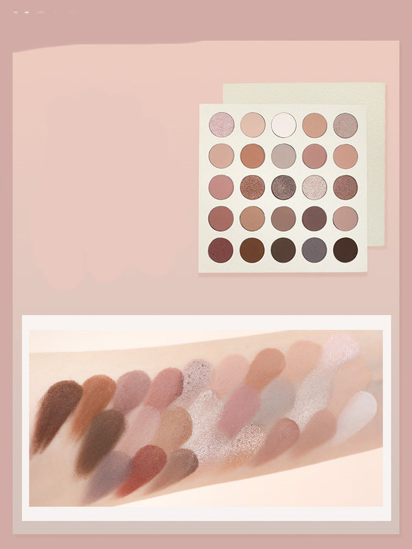 Paleta de Sombras 25 Colores Tierra y Té con Leche - Acabado Mate Premium