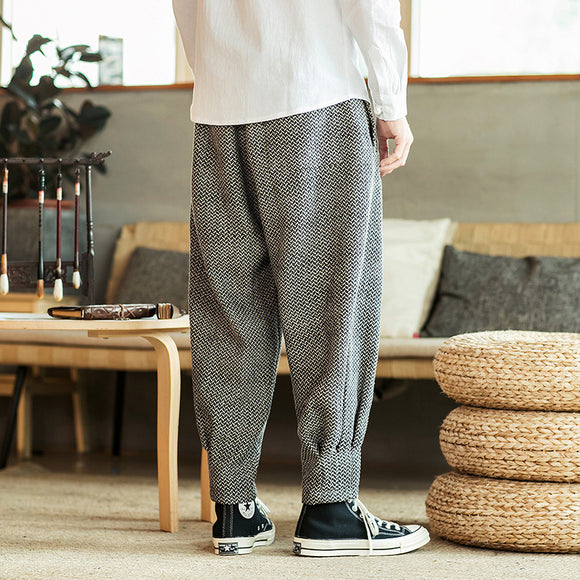 Pantalones de Lana Estilo Linterna Chino