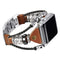 Stainless steel chain metal leather strap Brown 38 40
