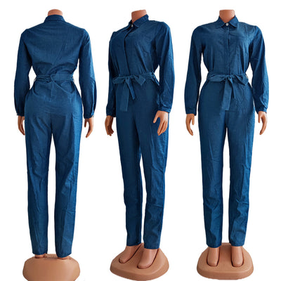 Overol Denim para Mujer con Camisa Integrada y Cinturón - Image 9