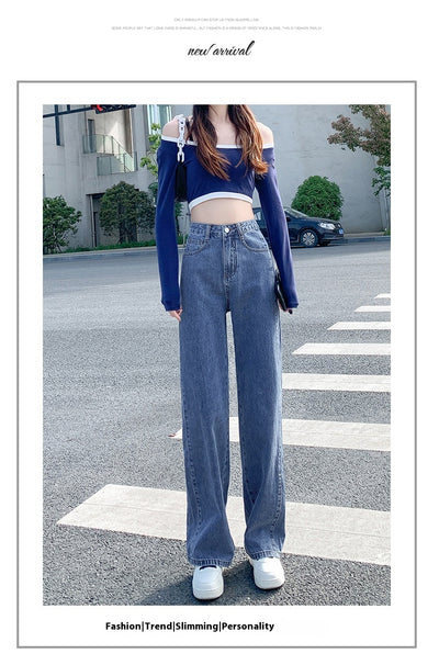 Jeans Rectos de Cintura Alta Holgados de Pierna Ancha para Mujer - Image 20