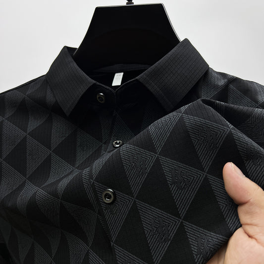 Camisa Manga Larga Ice Silk Slim Fit para Hombre