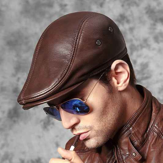 Boina de Cuero Genuino Premium - Gorra Estilo Pato en Piel Vacuno