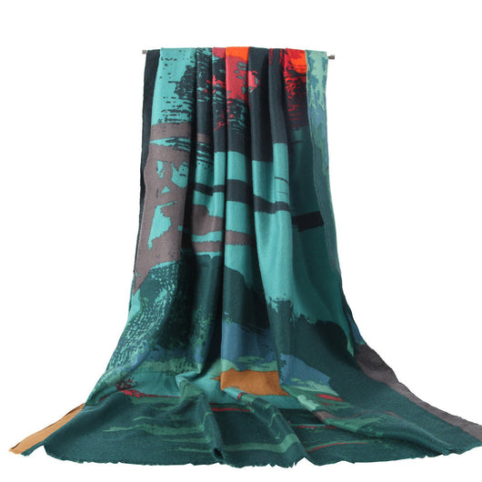 Pañuelo de Satén Estampado Doble Cara con Diseño Graffiti - Image 14