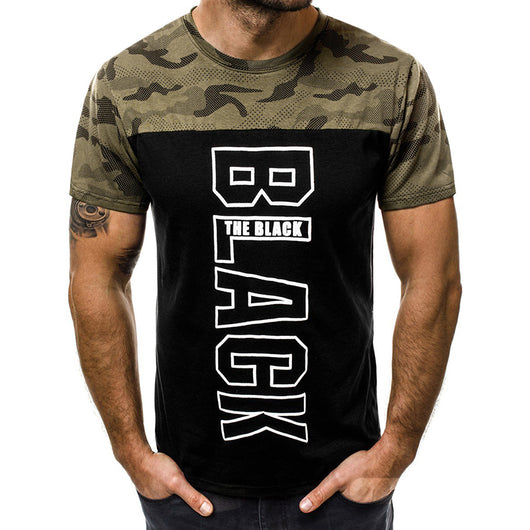 Camiseta Cuello Redondo Camuflaje con Estampado de Letras - Image 5