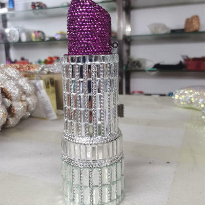 Cartera de Fiesta Metálica con Brillantes para Labial