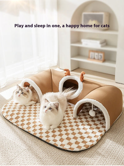Túnel Escondite y Cama 2 en 1 para Gatos - Image 11