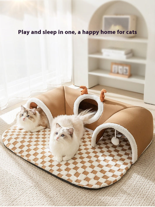 Túnel Escondite y Cama 2 en 1 para Gatos - Image 11