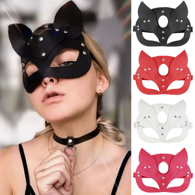 Máscara de Zorro de Cuero PU Personalizable - Diseño Europeo y Estadounidense