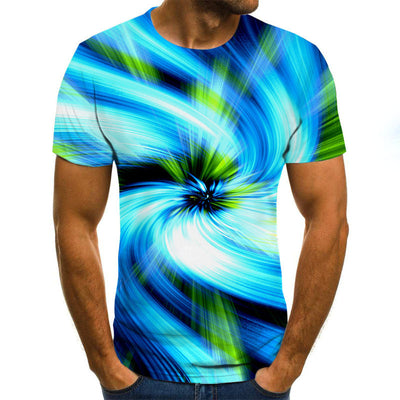 Playera Casual con Estampado 3D Remolino Digital Cuello Redondo - Image 4