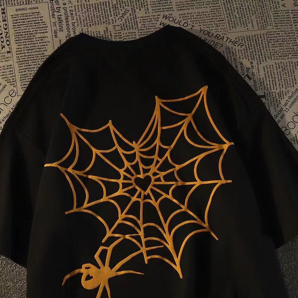 Camiseta de Algodón 100% con Diseño Spider Web para Niños y Niñas