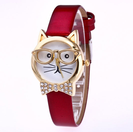 Reloj Infantil con Luz LED y Diseño de Gato Mecánico