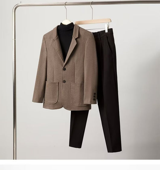 Blazer de Lana Suelta Gris Oscuro para Hombre - Elegancia Casual Profesional - Image 19