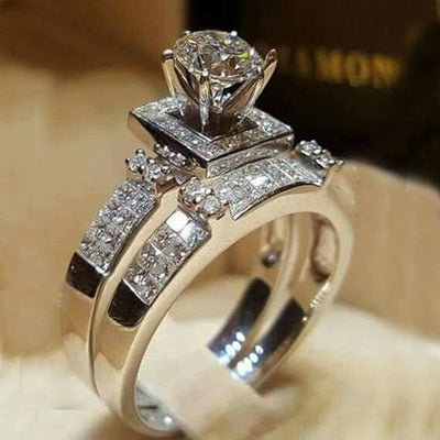 Anillo de Diamante Simulado Corazón con Ocho Flechas - Diseño de Moda Europeo Americano