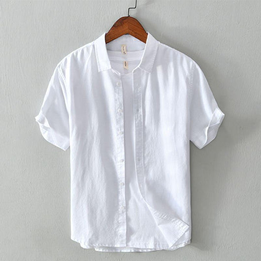 Camisa de Lino Manga Corta para Hombre - Comodidad de Verano - Image 5