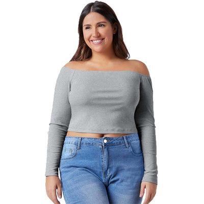 Blusa Elegante Fuera del Hombro Ajustada de Manga Larga para Otoño e Invierno - Image 5