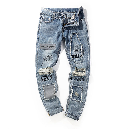 Jeans Slim Fit con Rotos en Rodillas - Estilo Urbano Moderno Hombre y Mujer - Image 2