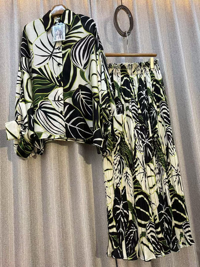Conjunto de Dos Piezas: Blusa Estampada Personalizada + Pantalón Ancho de Cintura Alta - Image 7