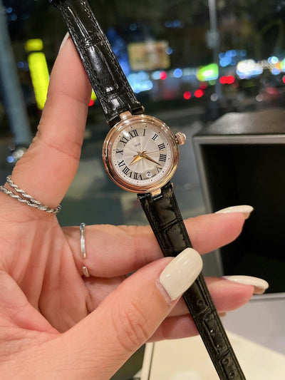 Reloj de Cuarzo con Correa de Acero y Esfera Romana Pequeña en Cuero - Image 10
