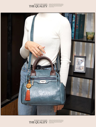 Bolso de Cuero Retro Bicolor con Bandolera Diagonal - Image 12