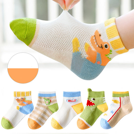 Calcetines Infantiles Dinosaurio Malla Colores Brillantes