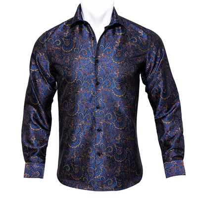 Camisa de Seda Estampado Paisley Azul Verdoso - Diseño Floral Sofisticado para Hombre - Image 36