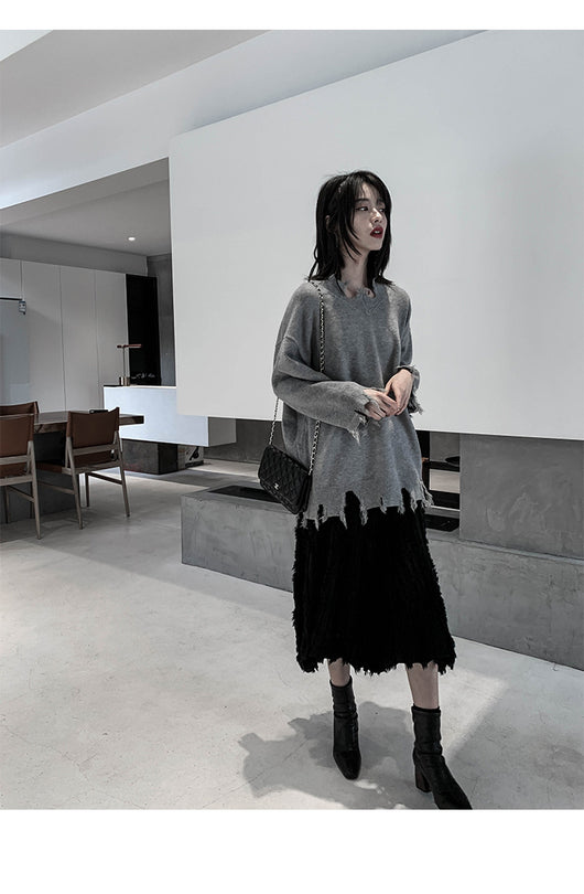 Falda Tejida Irregular Cintura Alta Midi para Mujer - Image 14