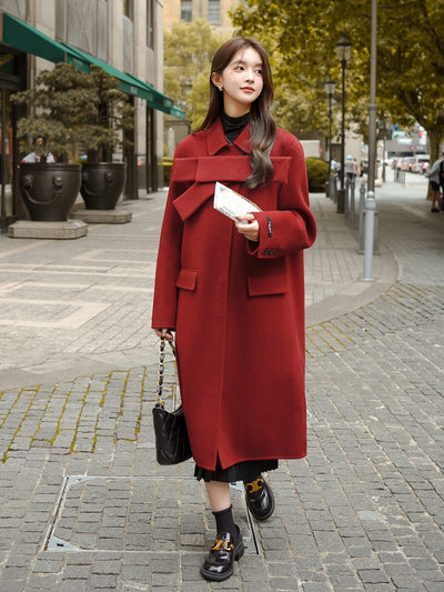 Abrigo de Lana Rojo con Moño para Mujer - Colección Otoño Invierno - Image 5