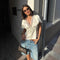 Blusa Ajustada con Escote V y Detalles de Encaje