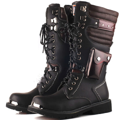Botas Militares Altas de Cuero para Hombre con Detalles de Trabajo - Image 3