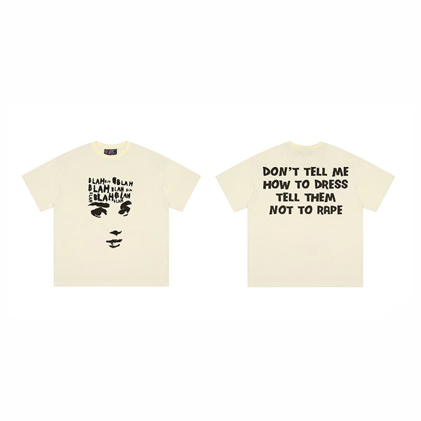 Playera Suelta con Estampado de Letras Personalidad Americana
