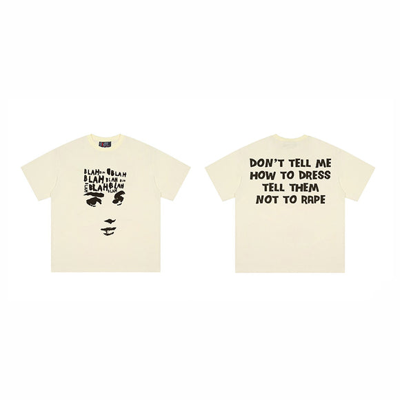 Playera Suelta con Estampado de Letras Personalidad Americana
