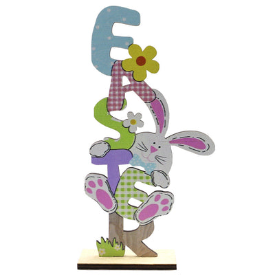 Gnomo Decorativo de Pascua con Conejo de Madera Artesanal - Image 6