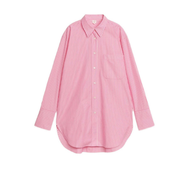Camisa Suelta de Algodón a Rayas con Manga Larga para Mujer - Image 7