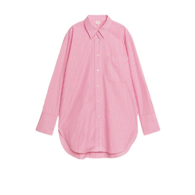 Camisa Suelta de Algodón a Rayas con Manga Larga para Mujer - Image 7