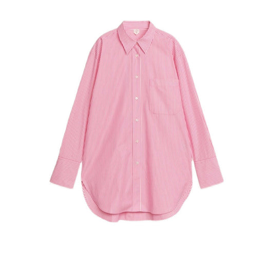 Camisa Suelta de Algodón a Rayas con Manga Larga para Mujer - Image 7