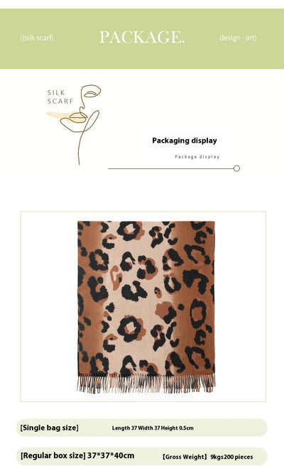 Bufanda Estampado Leopardo Mujer Cashmere Artificial Elegante - Image 11