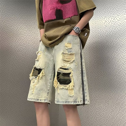 Shorts Vaquero Camuflado Rasgado para Hombre - Estilo Verano - Image 7