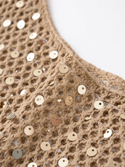 Chaleco Retro Artístico con Lentejuelas Caladas - Image 10