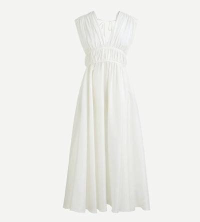 Vestido Vintage de Seda con Escote V y Cintura Plisada - Image 5