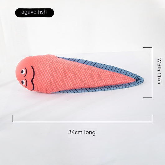 Blue star-spotted fish cat toy with orange fins and tail, 23cm long and 9cm wide, filled with catnip. - Image 3