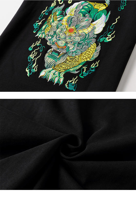 Camisa de Algodón Pixiu Bordada para Hombre - Estilo Industrial - Image 15