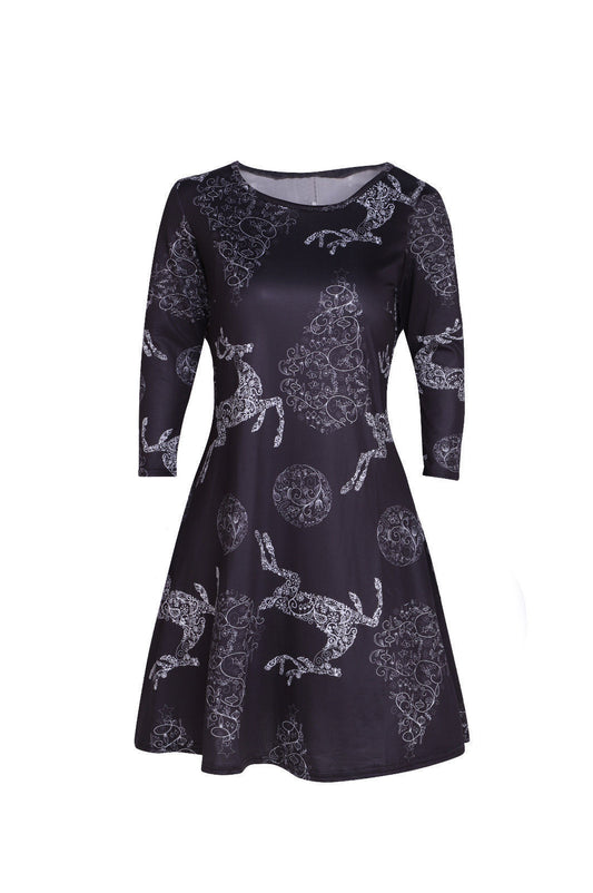 Vestido Navideño Estampado Flores Multicolor para Mujer - Image 2