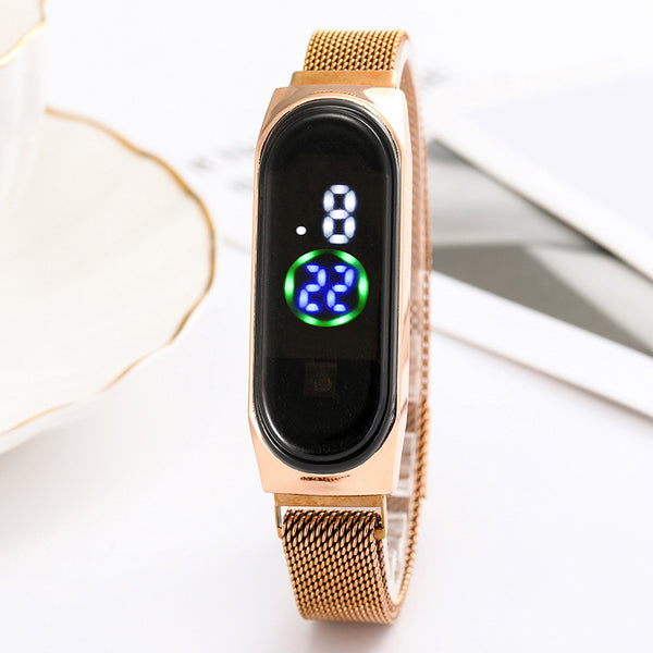 Reloj Inteligente LED con Pantalla Táctil y Malla Metálica