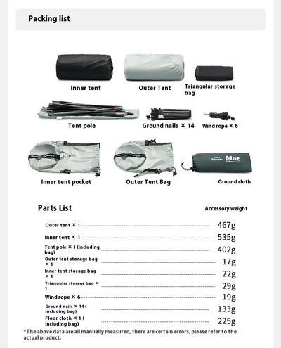 Tienda de Campaña Ultraligera Doble para Senderismo y Montaña - Image 23