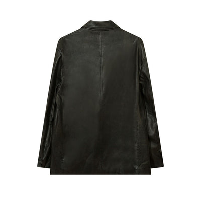 Blazer de Cuero PU Liso para Hombre - Estilo Americano - Image 2