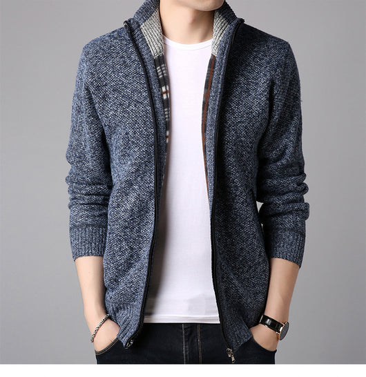 Suéter Cardigan Cuello Alto Ajustado para Hombre - Tejido Grueso - Image 5