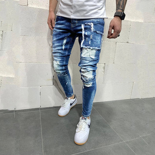 Jeans Slim Fit Rotos con Parches para Hombre - Estilo Moderno - Image 11